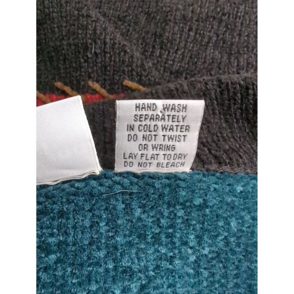 Carolina Colours Long Cardigan Sweater Patchwork Color Block Woman's size L - Picture 8 of 9